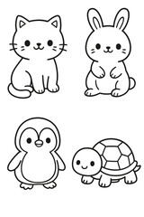 Fototapeta premium A fun collection of cartoon baby animal head icons a vector illustration
