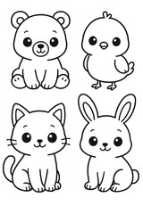 Fototapeta premium A fun vector set of cute baby animal cartoon characters collection for a wild safari illustration