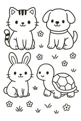 Fototapeta premium A funny cartoon vector illustration set of baby animals perfect for children's design patterns