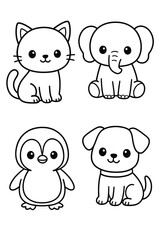 Fototapeta premium A fun cartoon animal vector illustration set featuring cute baby character with a funny smile on each adorable face