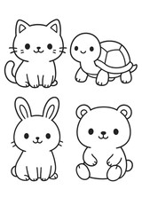 Fototapeta premium A collection of funny animal vector illustrations featuring cartoon icon set
