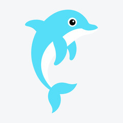 Fototapeta premium Cute Dolphin Jumping from Water Cartoon Vector Illustration