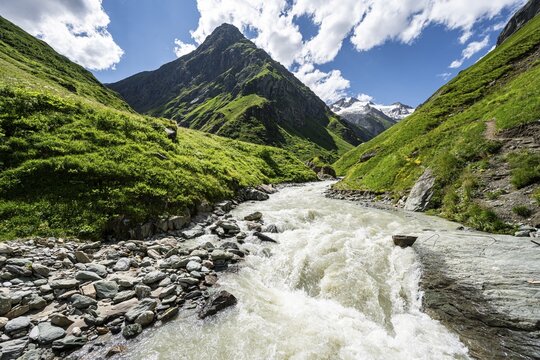 Isel mountain stream in the Umbaltal valley, Venediger Group, Hohe Tauern National Park, East Tyrol, Tyrol, Austria