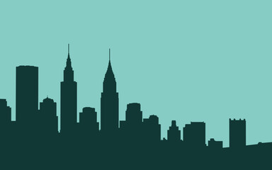 Naklejka premium Horizontal illustration of big city with roofs of houses and sky