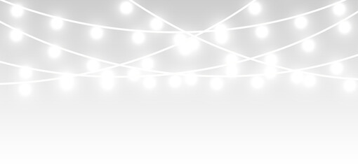 png pure white Christmas garland with sparkling holiday illumination
