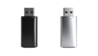 USB flash drive bundle, two variations isolated on transparent background