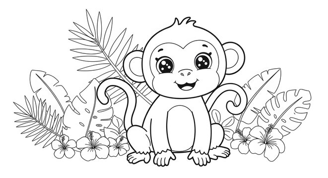 Cute monkey coloring page