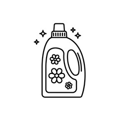Laundry Detergent Bottle Icon – Cleaning Product Line Art with Floral Design