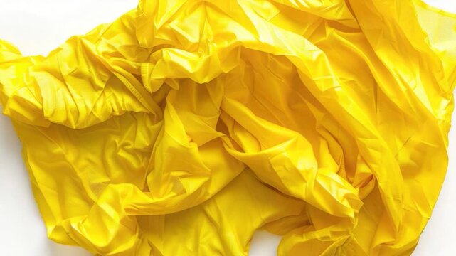 Video clip A piece of yellow fabric on a white surface