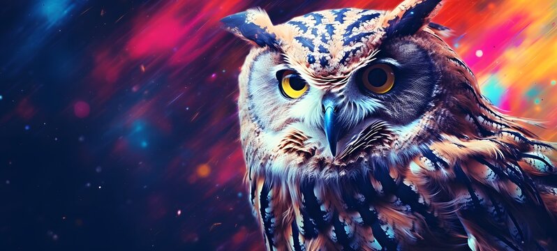 Pointillist grunge design of white owl with abstract dotted pattern ,generative AI