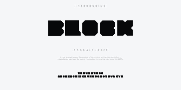 Block Custom simple font. Alphabetical design typeface vector illustrations