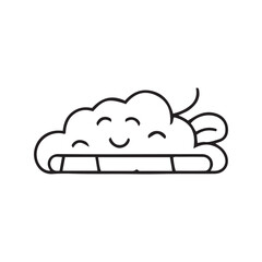 Smiling cloud with a happy face in line art style