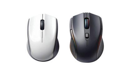 Modern mouse collection, dual designs isolated on transparent background