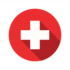 Obraz premium Health Symbol Icon Medical Cross in Red Circle for Healthcare Pharmacy First Aid Emergency Services Graphic Illustration