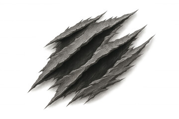 Abstract claw marks ripping through a dark textured background, creating a scary scratch effect. Transparent background