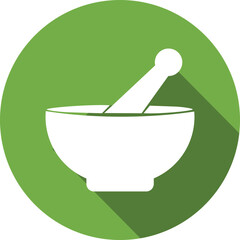 Alternative Medicine Wellness Bowl Pestle Green Circle Herbal Remedy Concept Pharmaceutical Preparation Icon Apothecary
