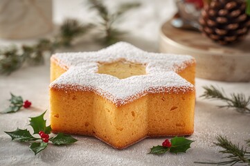 Festive octagonal star-shaped Pandoro dessert from Italy