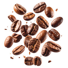 Fototapeta premium Roasted coffee beans in mid-air