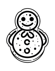 Christmas snowman gingerbread cookies black-and-white