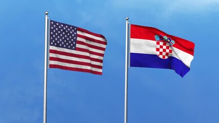 High detailed flag of USA and Croatia. United States of America and Croatia flag. 3D Illustration. - Powered by Adobe