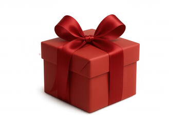 Red gift box with ribbon and bow, symbolizing celebration, anniversary, surprise, and holidays on transparent background