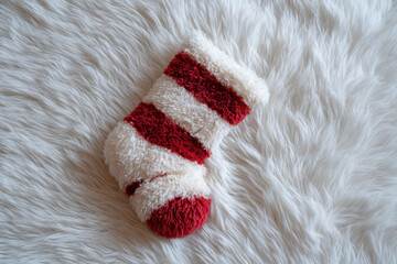 Soft sock striped cozy red white fuzzy winter festive warmth