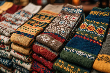 Knit wool sock pattern winter mood, cozy knit wool sock pattern for holiday season