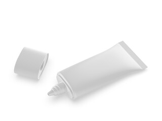 3d blank PE cosmetic tube with nozzle tip and screw cap for moisturizer template mockup.