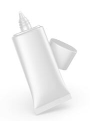 3d blank PE cosmetic tube with nozzle tip and screw cap for moisturizer template mockup.