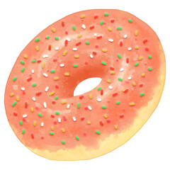 リアルな穴あきドーナツ(イチゴ+カラースプレーがけ)