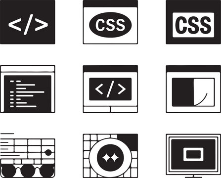 Programming Coding Website Development Icons Symbols For Software Engineer And Developer