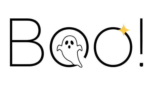 Spooky Boo!: A minimalist Halloween design, perfect for adding a touch of playful spookiness to your projects. Featuring a ghost.