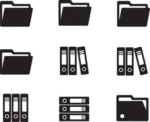 File Folder Icons Document Organizer Archive Information Management Isolated