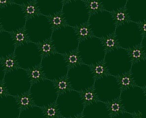 futuristic geometric square pattern with glowing green lines, dark seamless digital texture background