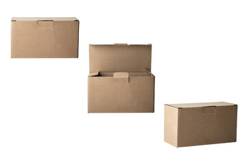 Packaging boxes for cakes, gifts or parcels isolated on white.