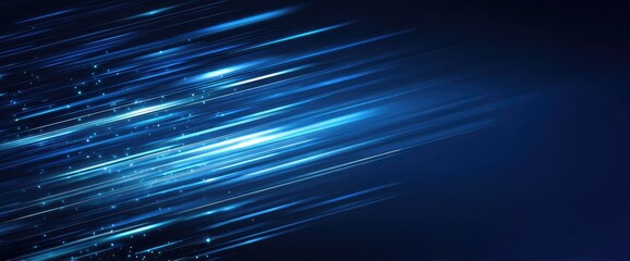 Abstract background featuring glowing blue lines and particles moving diagonally across a dark backdrop