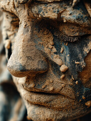 Time Crumbles: Human Statue Turning to Sand in Desert Hourglass