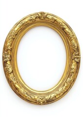 Ornamental gold oval photo vintage frame.