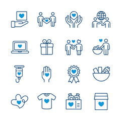 Charity and donation line icon set, vector design
