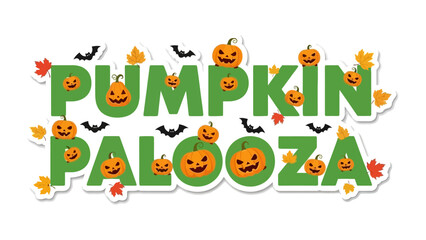 Pumpkin Palooza: A festive and vibrant graphic celebrates the autumn harvest with an abundance of smiling pumpkin faces and charming decorations.