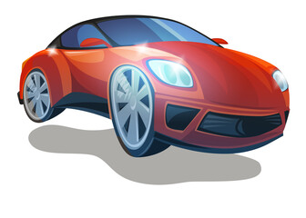 Naklejka premium Cartoon street racing car vehicle on white background illustration for children