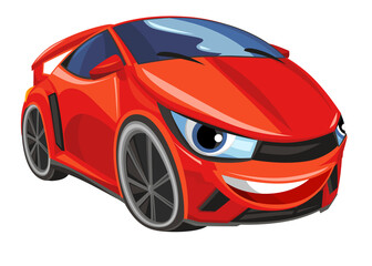 Cartoon street racing car vehicle on white background illustration for children