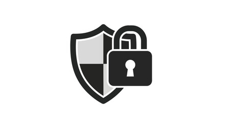 Digital security concept shield and padlock icon representing protection and safety vector
