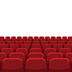 Fototapeta premium Rows of empty red seats in a theater, awaiting a show.