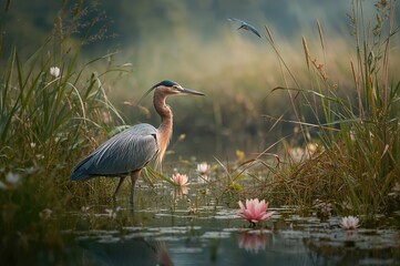 Obraz premium Squacco heron in its native environment