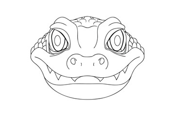 A cartoon baby crocodile with a wide open mouth sharp teeth alligator reptile