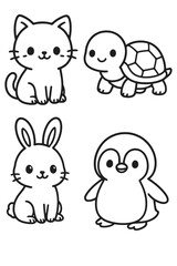 Funny cartoon animal set with cute baby pets and wild characters icons