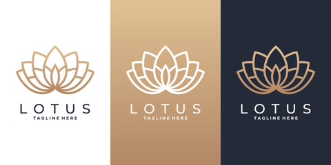 Elegant minimalist  flower lotus logo design
