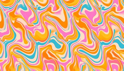 Colorful Groovy Abstract Liquid Marble Swirls Pattern.