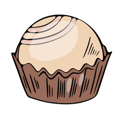 Vector illustration of a chocolate candy with white glaze